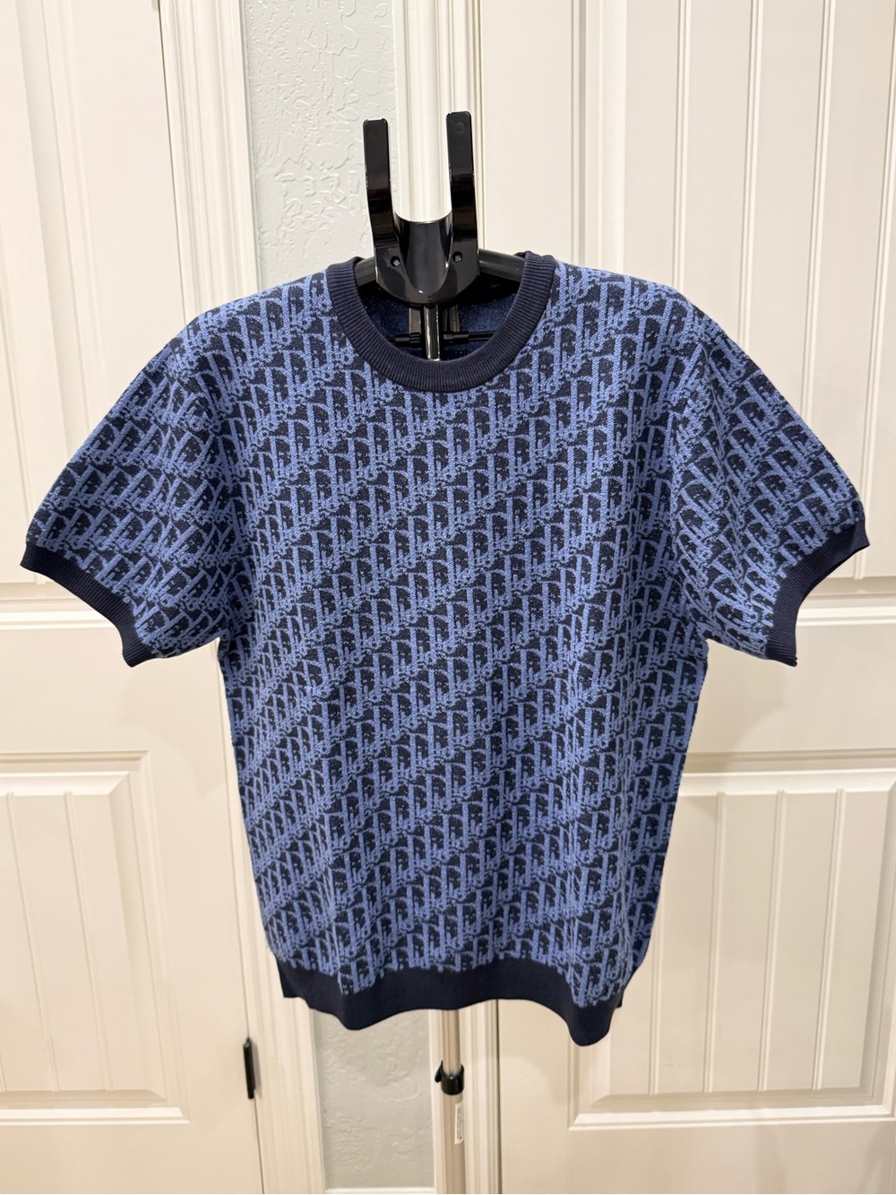 Dior Blue Dioriviera Oblique Short-Sleeve Logo Tee